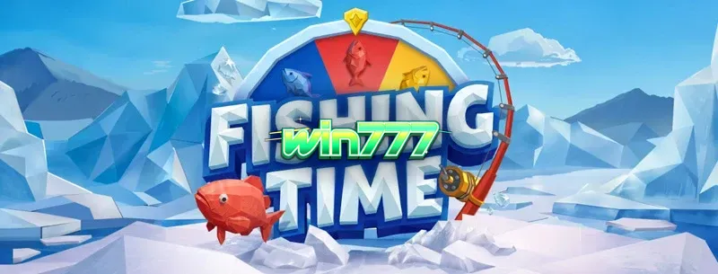 Tampilan visual game Fishing Time oleh BGaming dengan tema memancing es