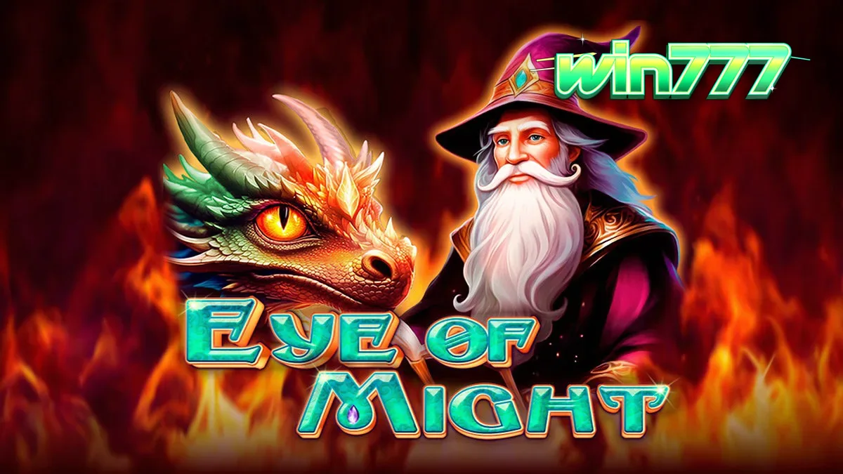 Tampilan visual slot Eye of Might dengan tema fantasi dan naga